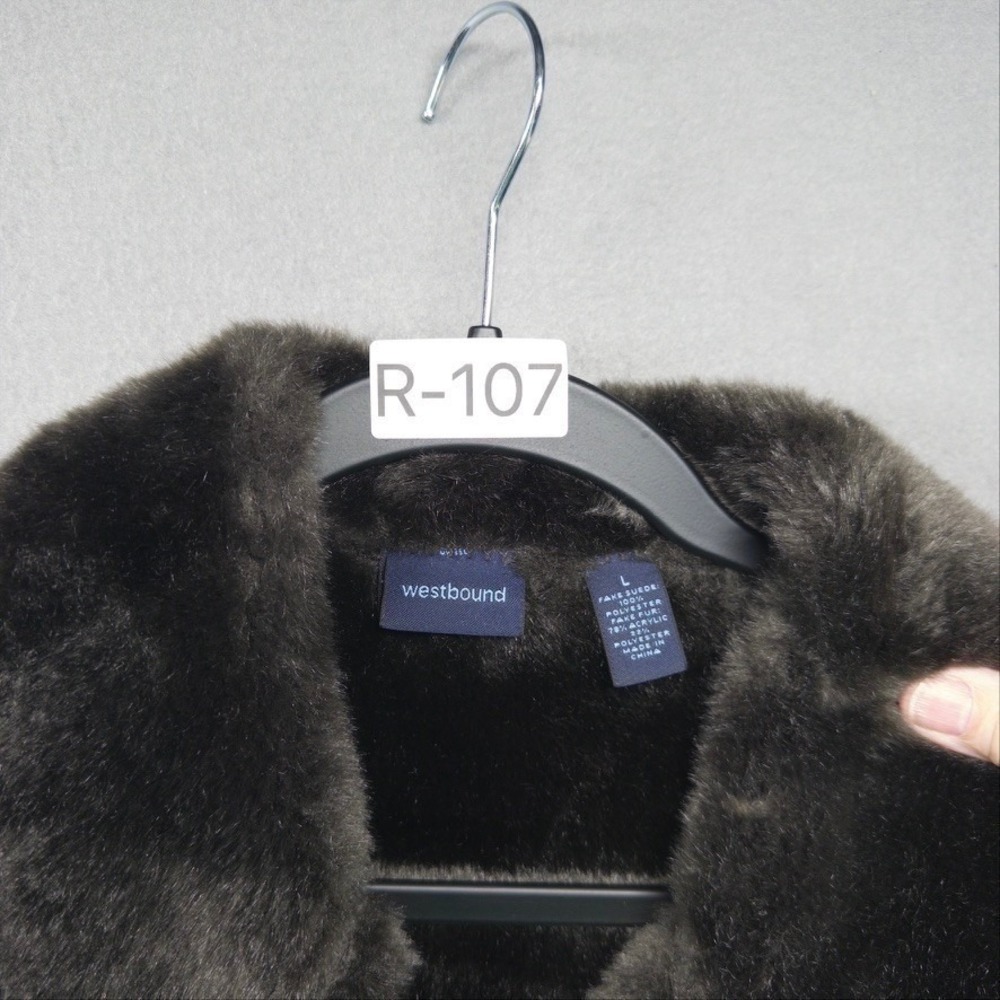Westbound Faux Suede Fur Vest Womens L Brown Sherpa Lined Boho Chic - Picture 8 of 8